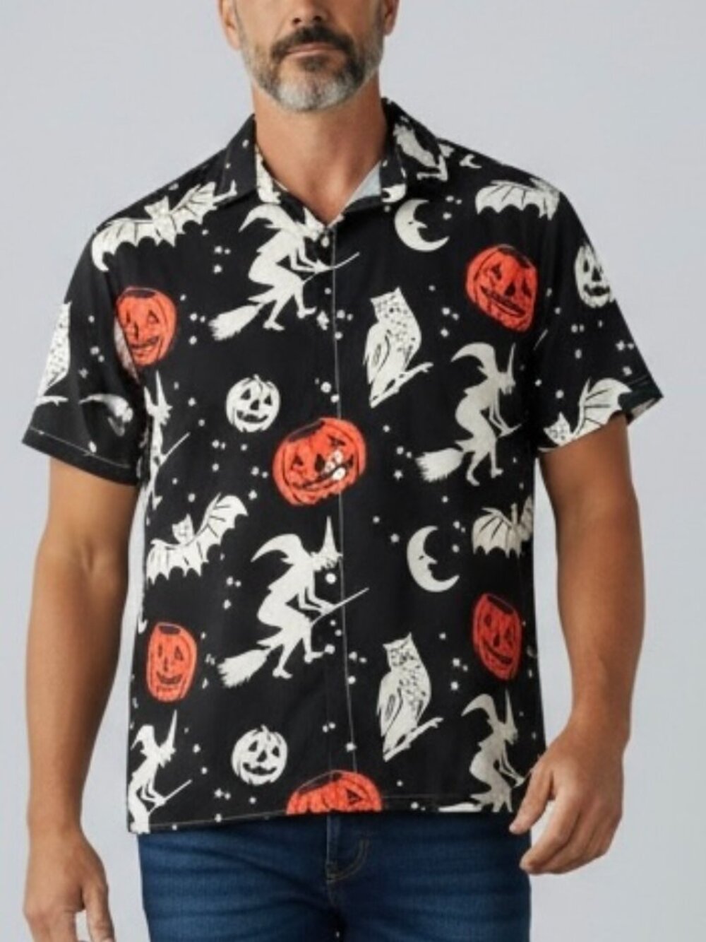 NEW‎ Garamode Halloween Button Front Shirt Mens Size XL Black NWT